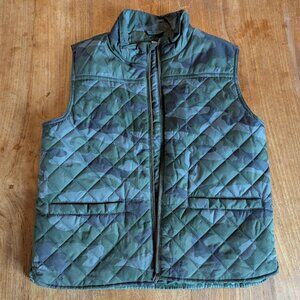 J. Crew Boys Green Quilted Camo Vest - 10